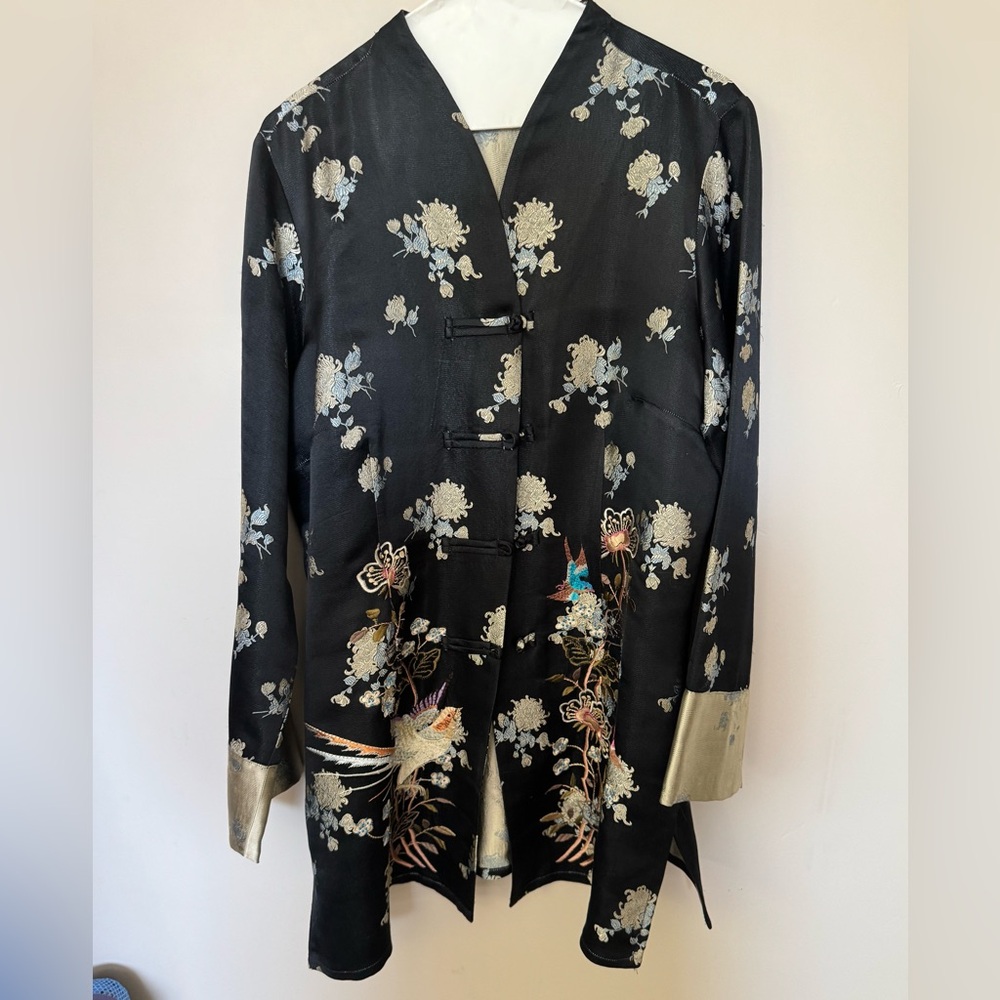 NWOT Citron Santa Monica Black Floral Embroidered Jacket
